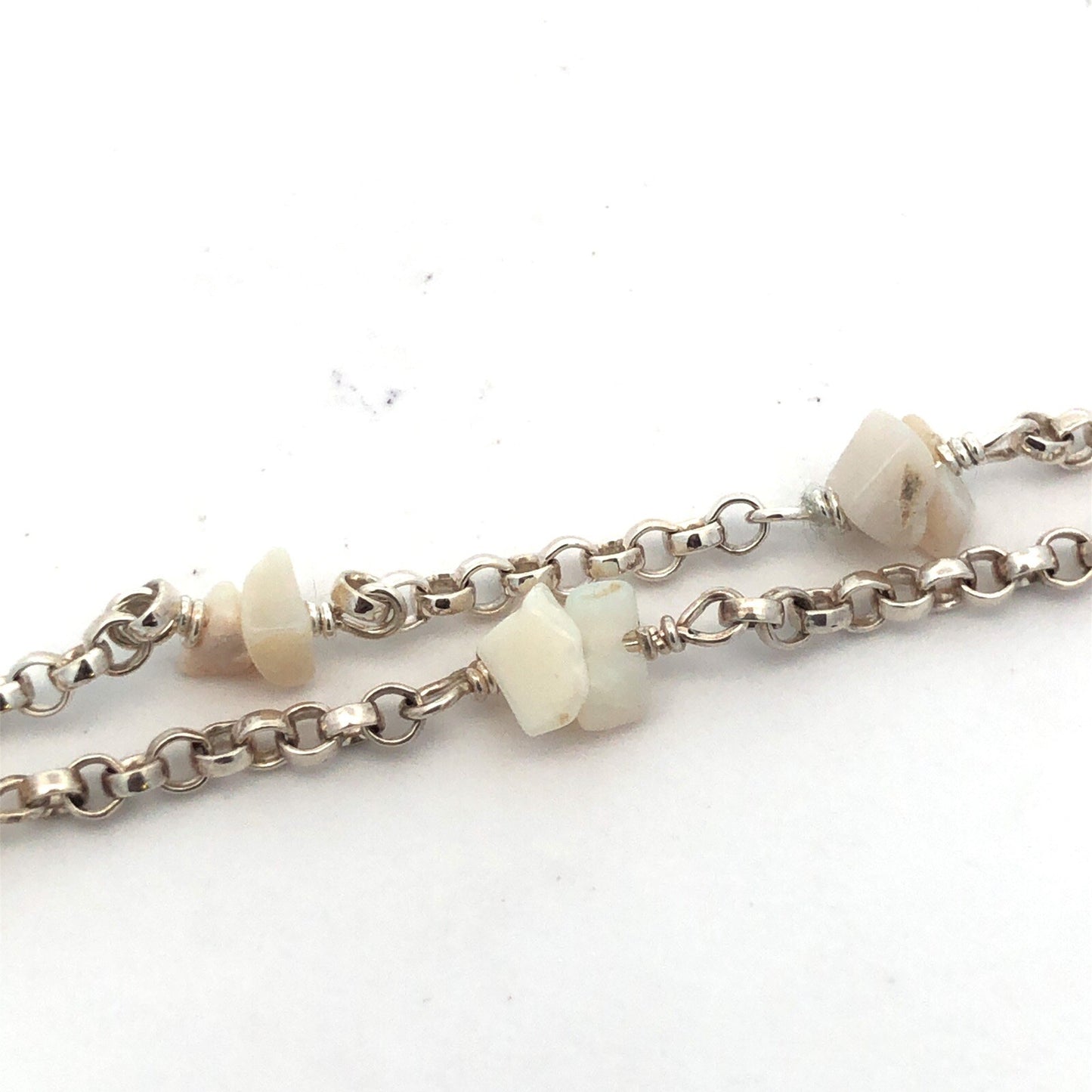 925 Sterling Silver Retired Mignon Faget Rainbow Moonstone Chain Toggle Bracelet