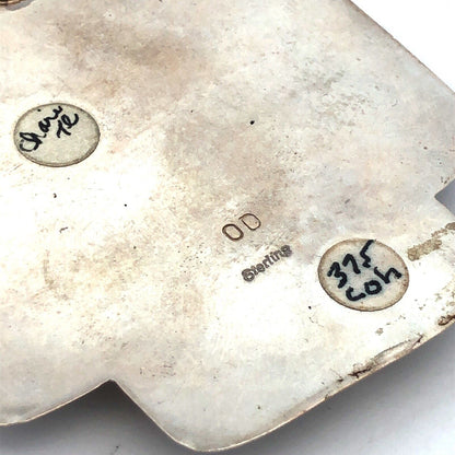 Native American Signed 925 Sterling Silver Charoite Statement Cross Pendant