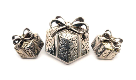 Mid Century Designer Best Christmas Present Brooch/Pendant Earrings 3 Pc Set