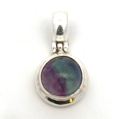 925 Sterling Silver Fluorite Cabochon Drop Dangle Pendant