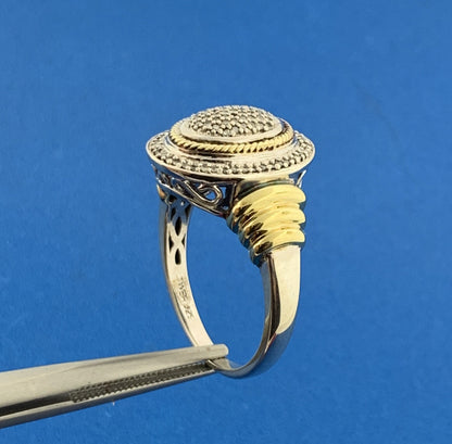 Designer JWBR 925 Sterling Silver Vermeil Pave Diamond Statement Dome Ring