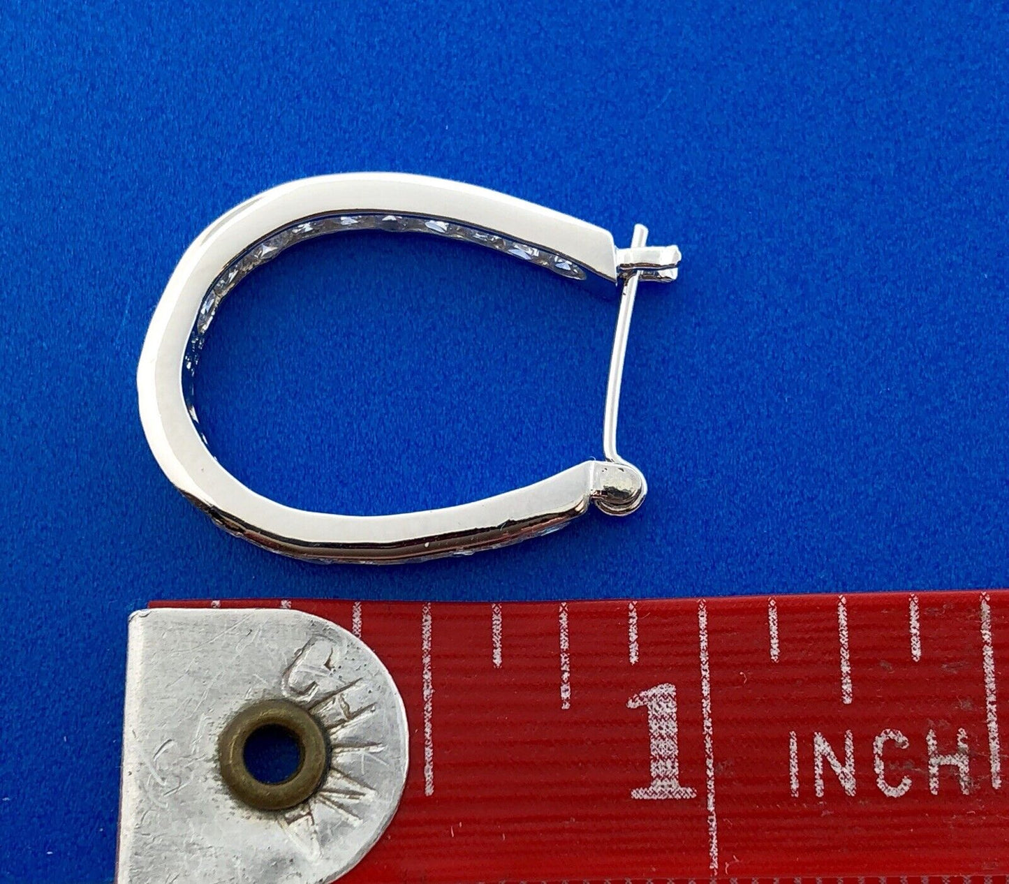 Designer SX Sterling Silver Cubic Zirconia CZ Inside Out Elongated Hoop Earrings