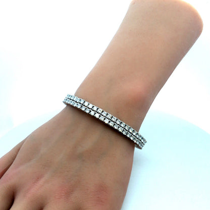 Designer ADT 925 Sterling Silver Round Cubic Zirconia CZ Tennis Cuff Bracelet
