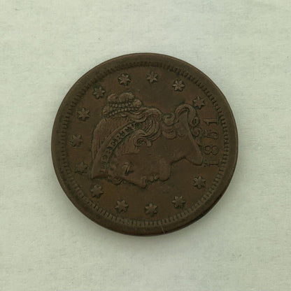 1851 Liberty Head Braided Hair Large Cent 1c Philadelphia Mint Copper Coin