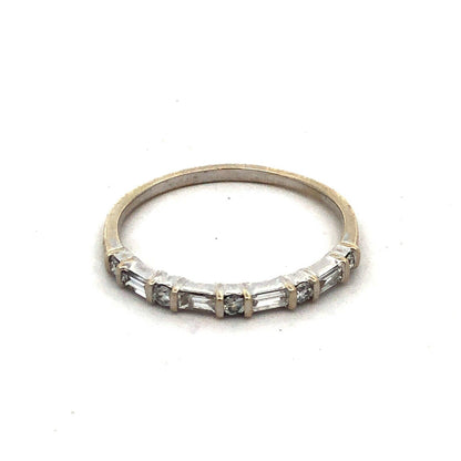 14K White Gold Round Baguette Diamond Wedding Anniversary Band Ring