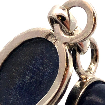 Estate 925 Sterling Silver Oval Cabochon Blue Lapis Lazuli Tennis Bracelet