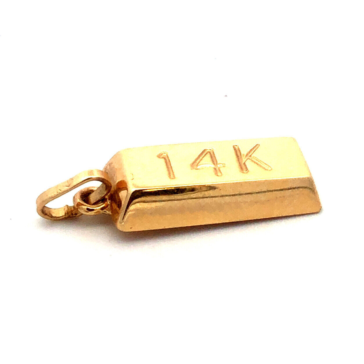 Designer 14K Yellow Gold Gold Bar Ingot Charm Pendant