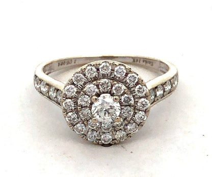 Tasha 14K White Gold Round Diamond Double Halo Engagement Ring