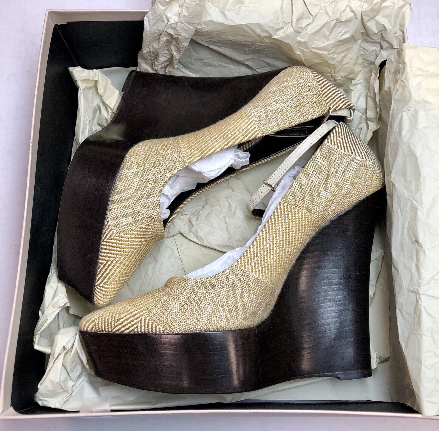 Burberry Prorsum Spring Check Leicester 140 Wedge Pumps Box Pouch Slightly Worn