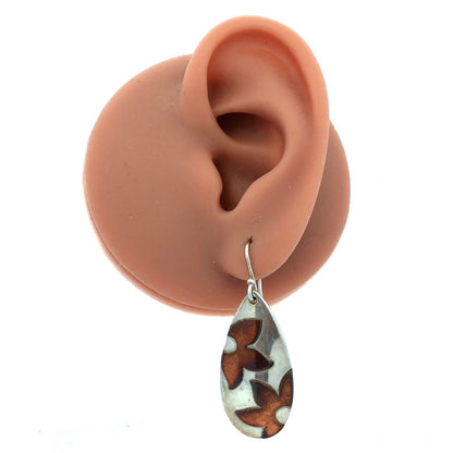 Retired James Avery 925 Sterling Silver Copper Floating Flowers Dangle Earrings