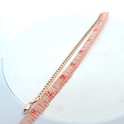 Italy 925 Sterling Silver Rose Gold Tone Curb Cuban Link Chain Bracelet