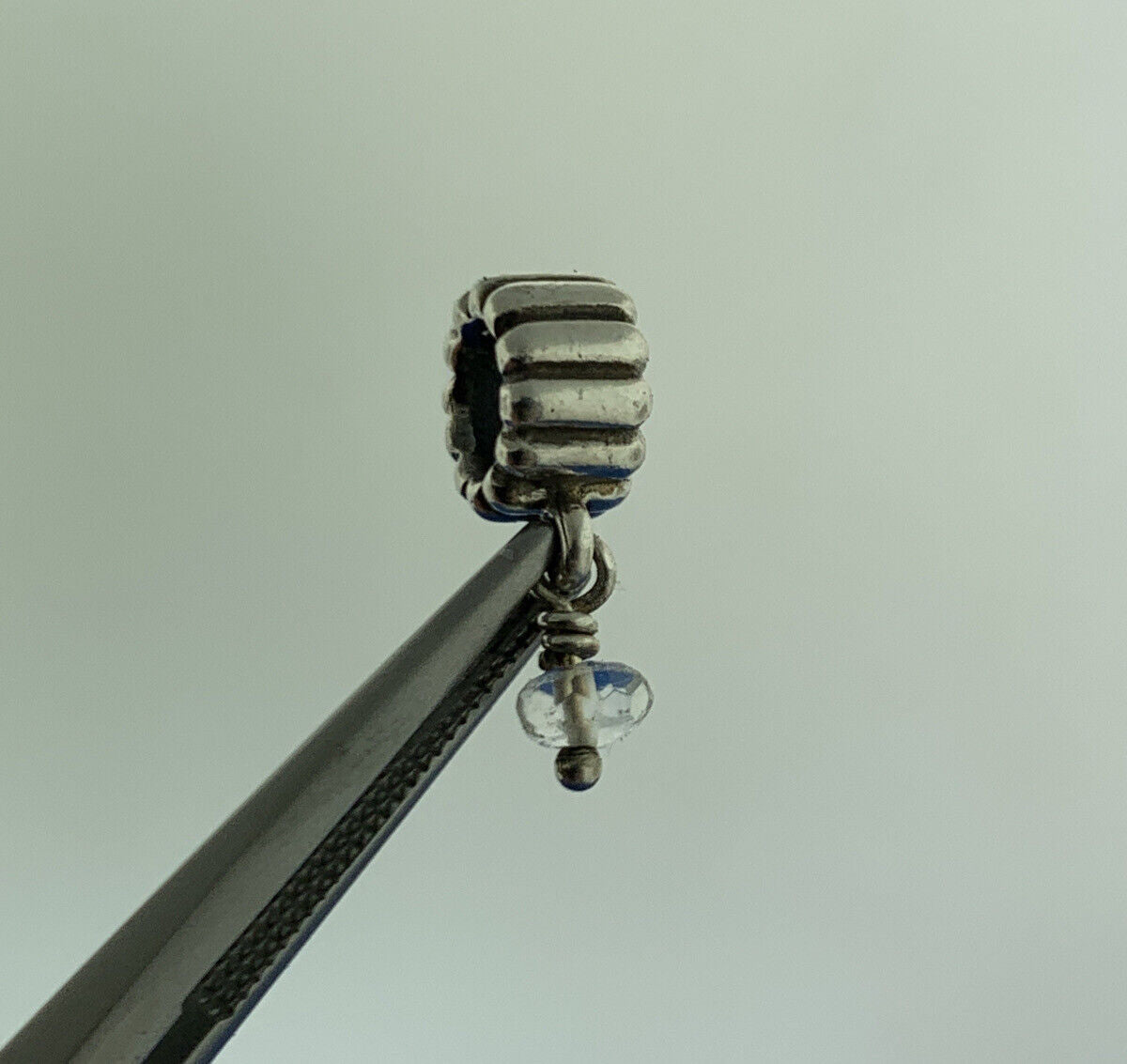 Authentic PANDORA 925 Sterling Silver 790166BK White Quartz April Dangle Charm