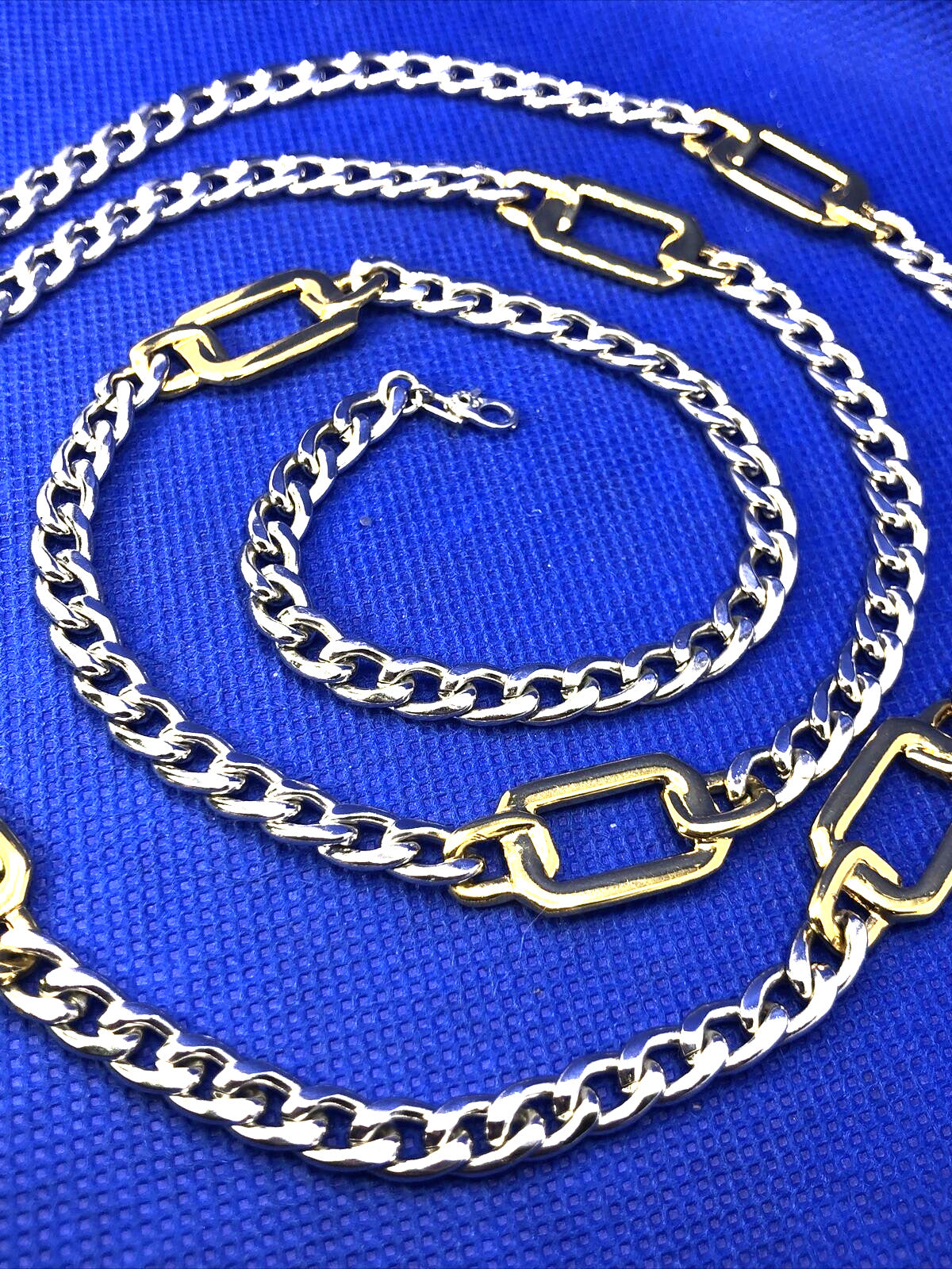Vintage Monet Two Toned Modernist Double Link Chain Necklace