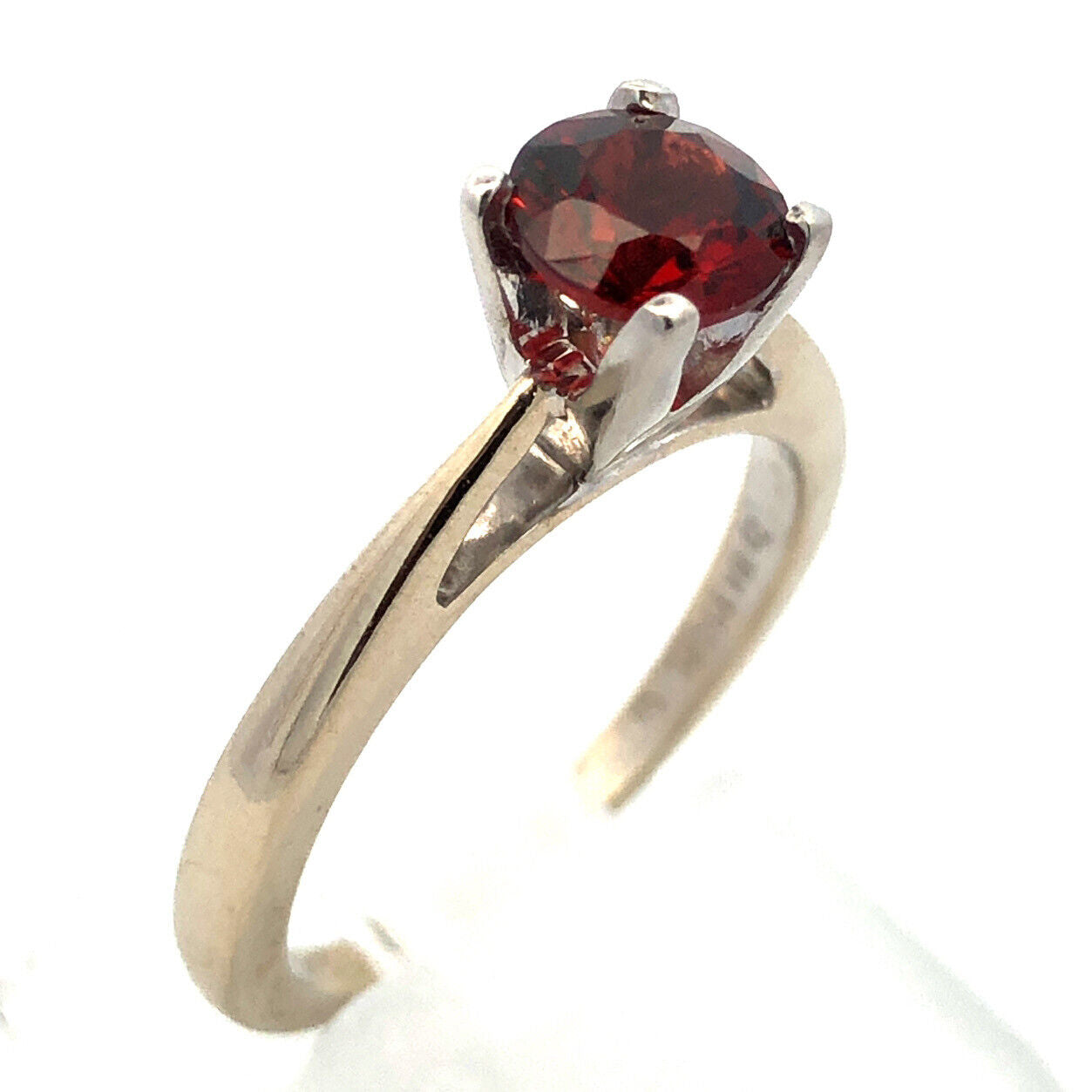 Designer 18K White Gold 950 Platinum Round Garnet Solitaire Occasion  Ring