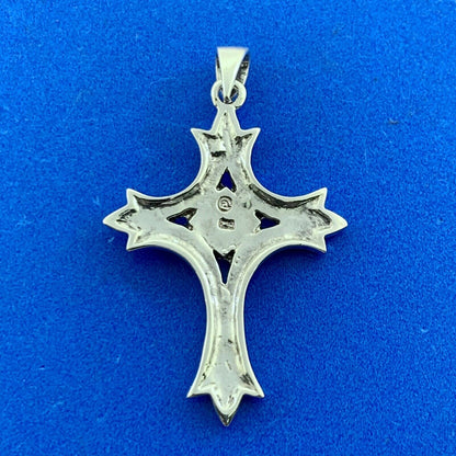 Designer 925 Sterling Silver Marcasite Beaded Detail Gothic Cross Large Pendant