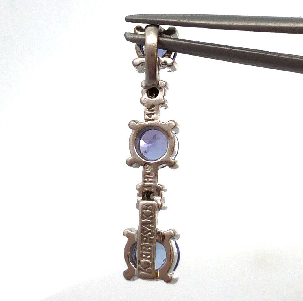 Keepsake THL 14K White Gold Tanzanite Diamond Eternity Bar Pendant