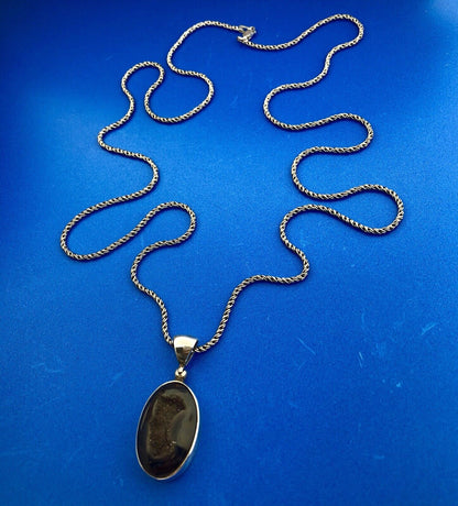 Starborn Creations Sterling Silver 925 Oval Window Drusy Druzy Pendant Necklace
