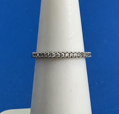 Estate 925 Sterling Silver White Amethyst Wedding Anniversary Stackable Band Rin