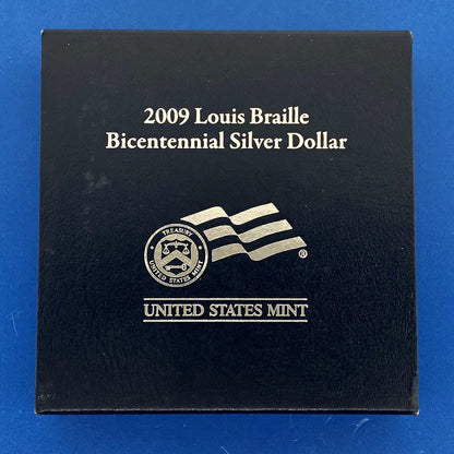 2009 P Louis Braille Bicentennial Commemorative Proof Silver Dollar $1 OMP/COA