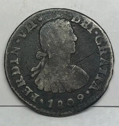 1809 Mexico Silver 1/2 Real Mexico City Ferdinand VII Pirate Treasure Coin
