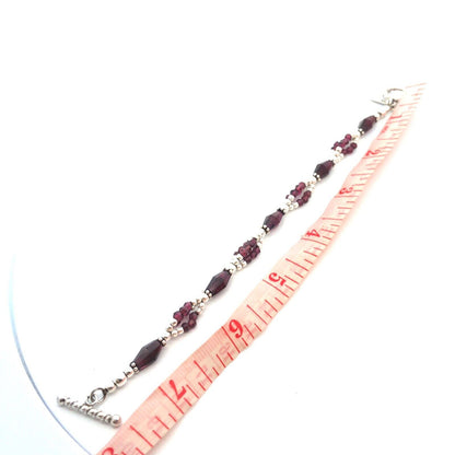 Designer 925 Sterling Silver Amethyst Beaded Textured Toggle Bracelet