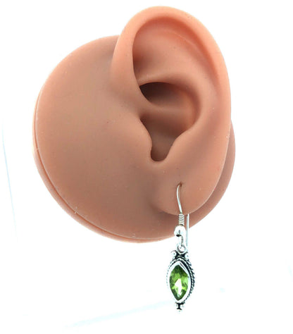 Designer 925 Sterling Silver Peridot Bead 5 Circle Drop Dangle Stud Earrings