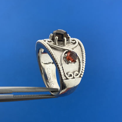 Gabriel & Co 925 Sterling Silver Twisted Oval Smoky Quartz Garnet Statement Ring