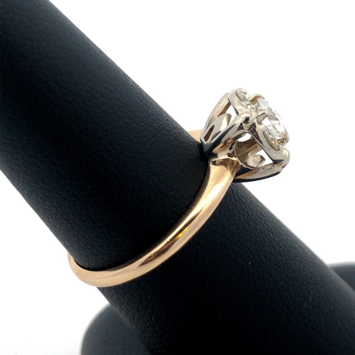 Vintage 14K Yellow Gold Diamond Flower Cluster Engagement Anniversary Ring