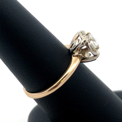 Vintage 14K Yellow Gold Diamond Flower Cluster Engagement Anniversary Ring