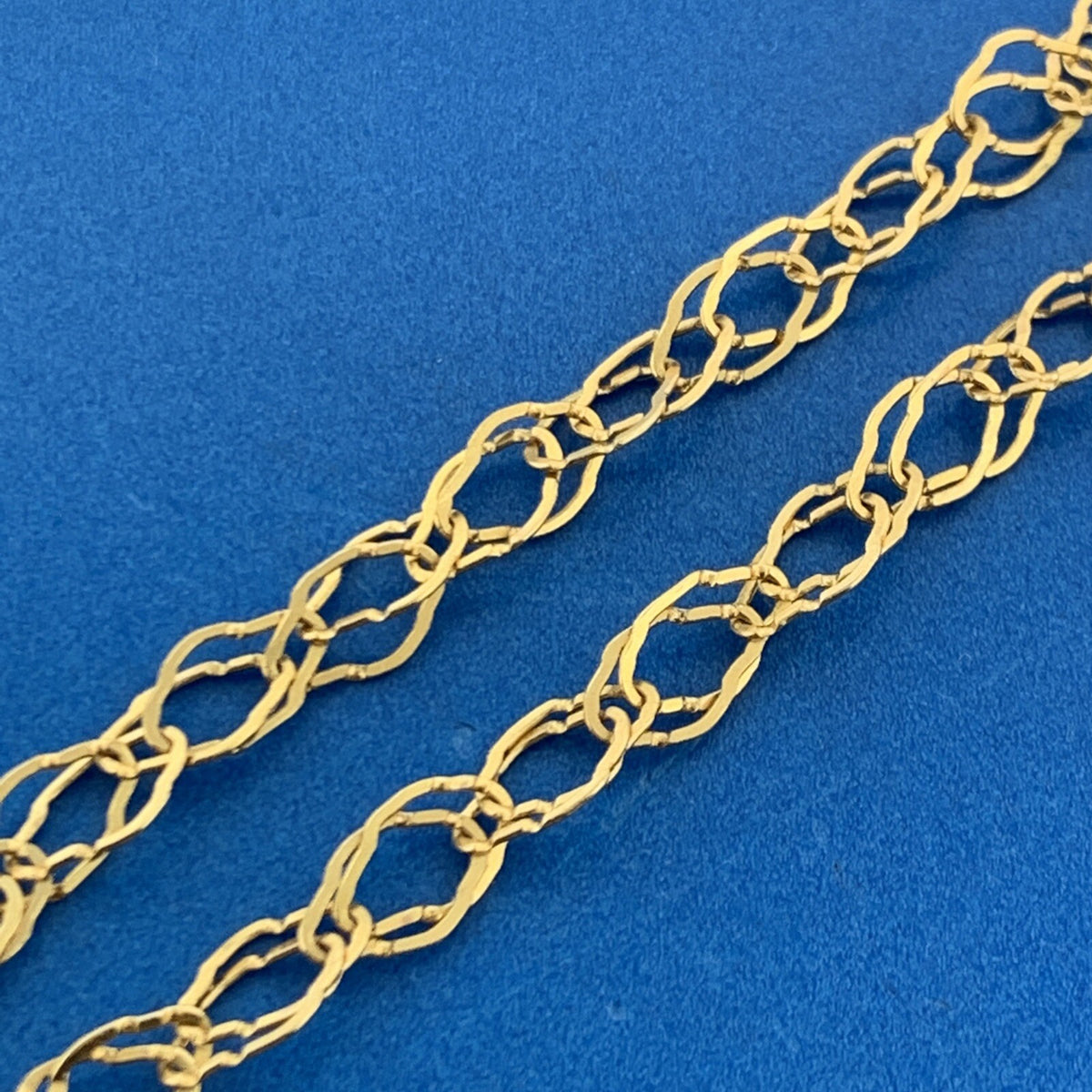 Designer Italy 14K Yellow Gold Fancy Cut Double Oval Link Chain Bracelet