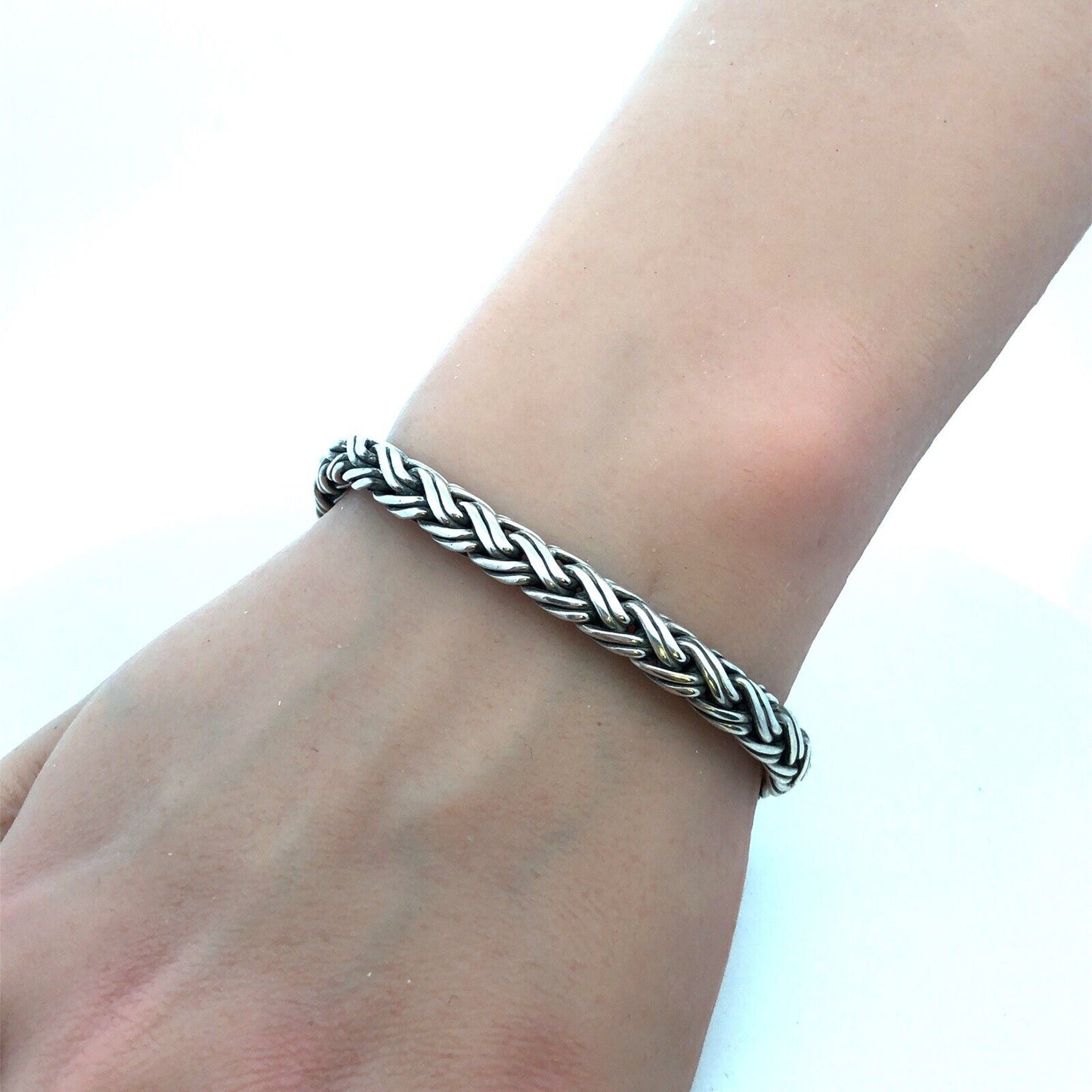 John Hardy 925 Sterling Silver Pave Black Diamond Icon Classic 6.5 mm Bracelet