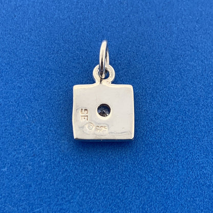 Designer SE Sterling Silver 925 Round Cut Sparkling CZ Square Dangle Pendant