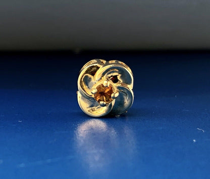 Designer DDH 10K Yellow Gold Citrine Flower November Slide Bracelet Charm