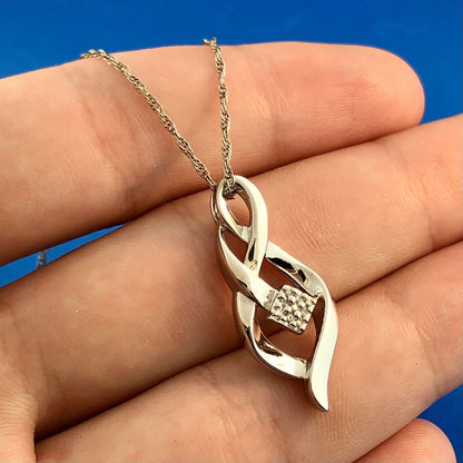 Designer 925 Sterling Silver Diamond Infinity Eternity Anniversary Necklace