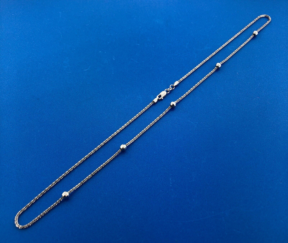 Italy 14K White Gold Twisted Rope Disco Ball Station Necklace