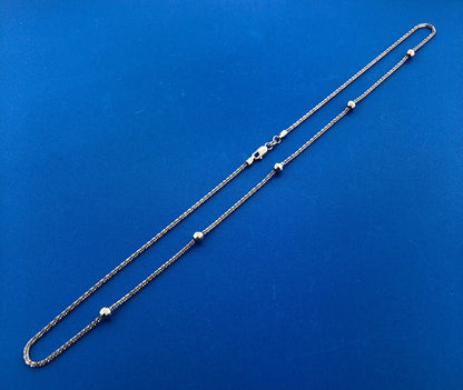 Italy 14K White Gold Twisted Rope Disco Ball Station Necklace