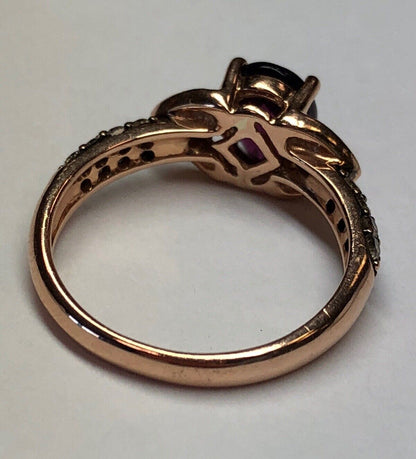 LeVian 14K Rose Gold Chocolate Vanilla Diamond Garnet January Anniversary Ring