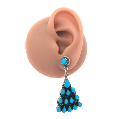 Vintage Bernice Goodspeed Taxco 925 Sterling Silver Turquoise Dangle Earrings
