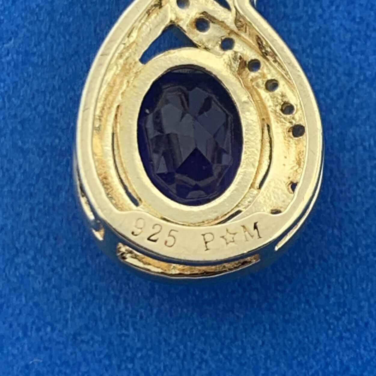 Designer 925 Sterling Silver Vermeil Amethyst Diamond Drop Pendant Necklace