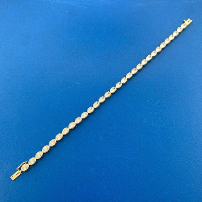 Designer 14K Yellow Gold Oval Cubic Zirconia CZ Statement Tennis Bracelet 10tcw