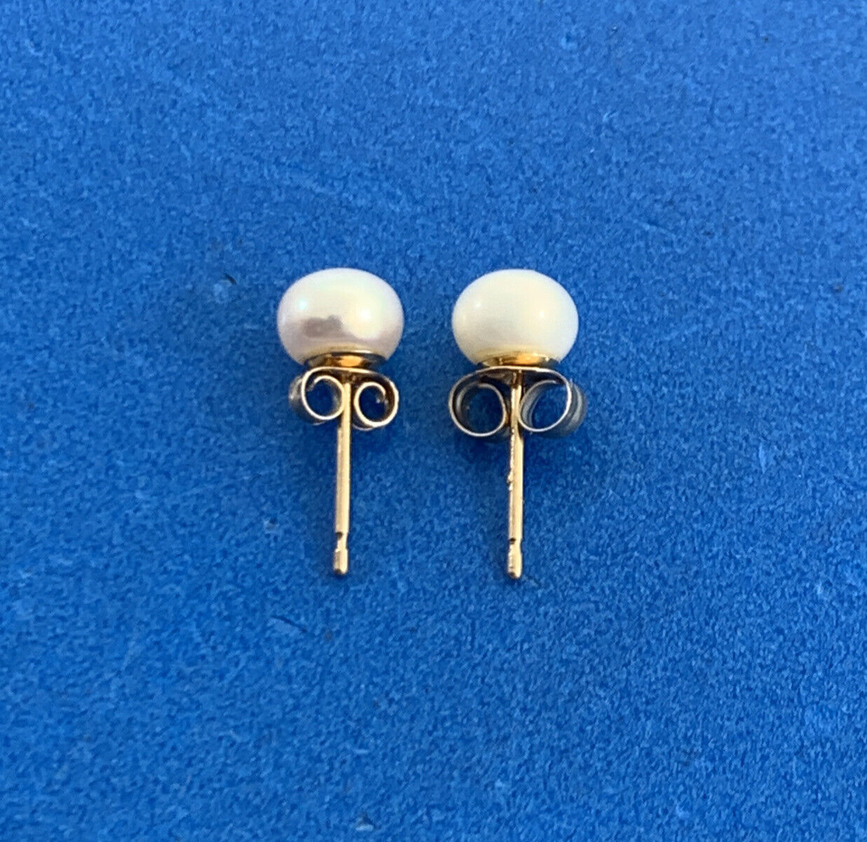 Designer OPC 14K Yellow Gold White Pearl Stud Earrings