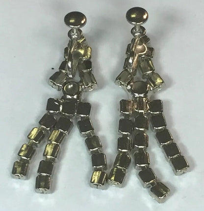 Vintage Art Deco Crystal Rhinestone Chandelier Statement Drop Dangle Earrings
