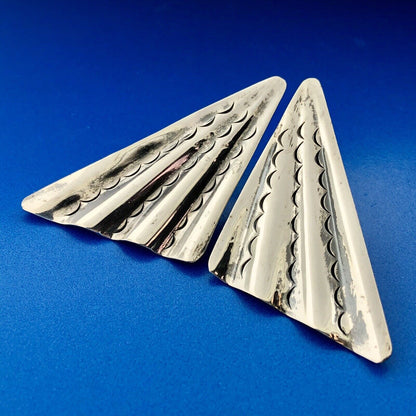 Vintage Taxco TA 115 Sterling Silver Modernist Trapezoid Statement Earrings