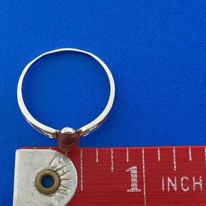 Modernist 925 Sterling Silver Oval Amber Cabochon Ring