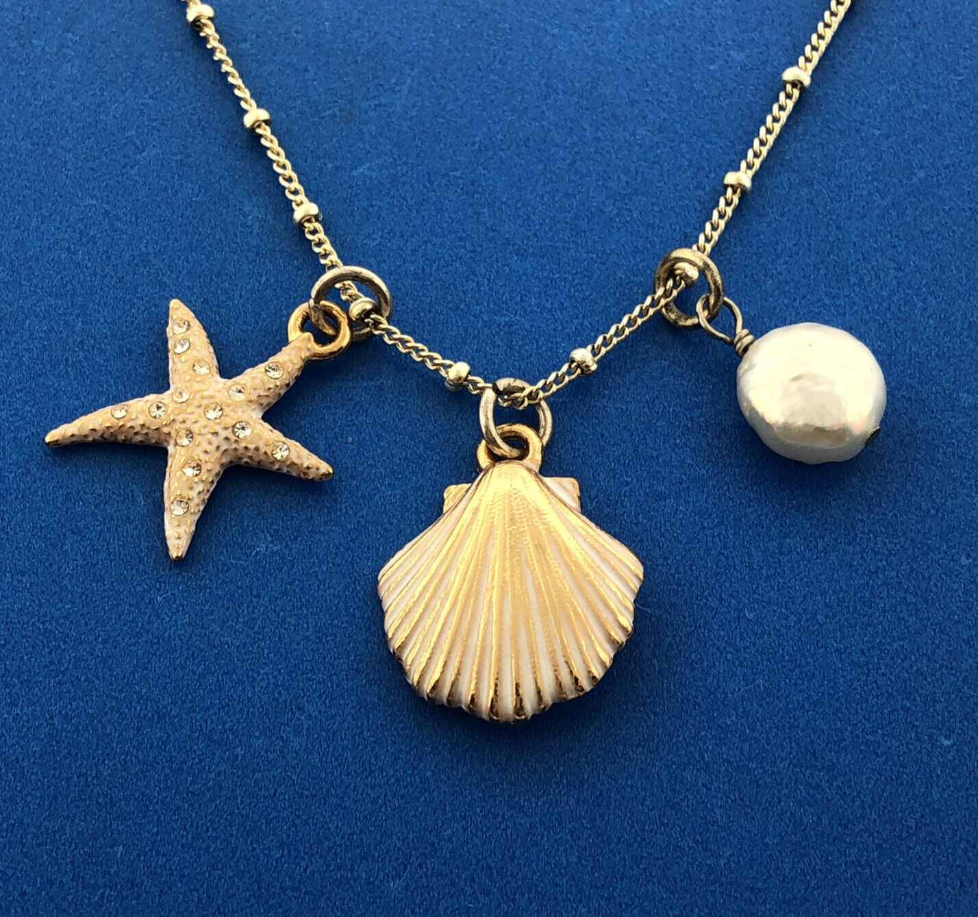 Brighton Silver Gold Two Tone Sea Dreamer Starfish Shell Pearl Charm Necklace