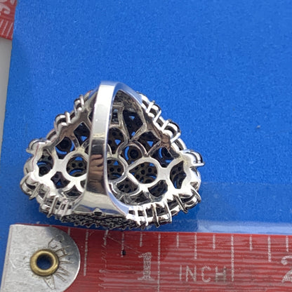 Black onyx 925 sterling silver statement cluster ring