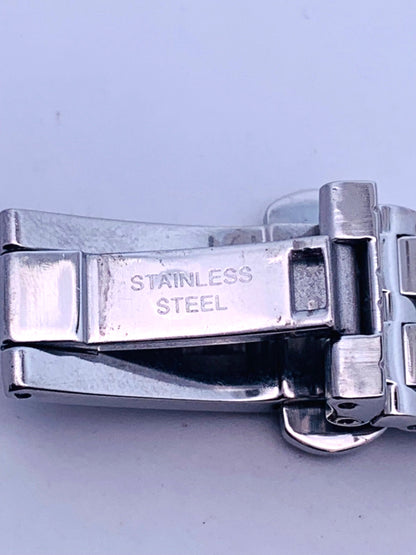 Vintage Cyma Le Locle Stainless Steel Mother Of Pearl Dial Diamond Accent Watch