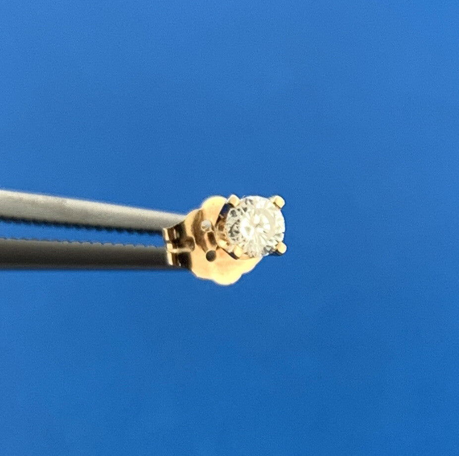 Estate 14K Yellow Gold Diamond April Anniversary Starter Stud Earrings