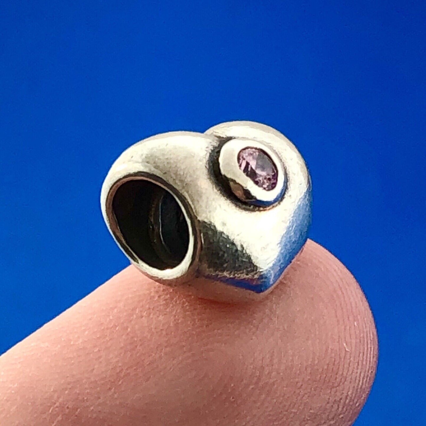 Authentic PANDORA 790134PCZ Sterling Silver Pink CZ Heart Retired Bead Charm