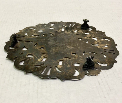 Retro Leonard Silver Co Silver Electroplated Floral Scroll Cut Out Food Trivet